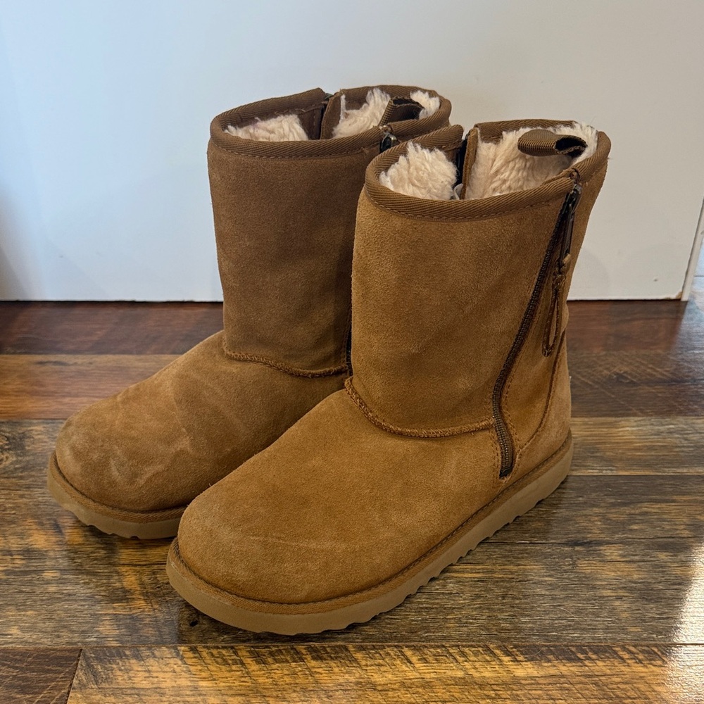 UGG Tan Duel Zipper Kids Winter Boots